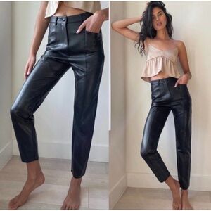 Wilfred Rebel Vegan Faux Leather Straight Pants In Rich Cognac Color